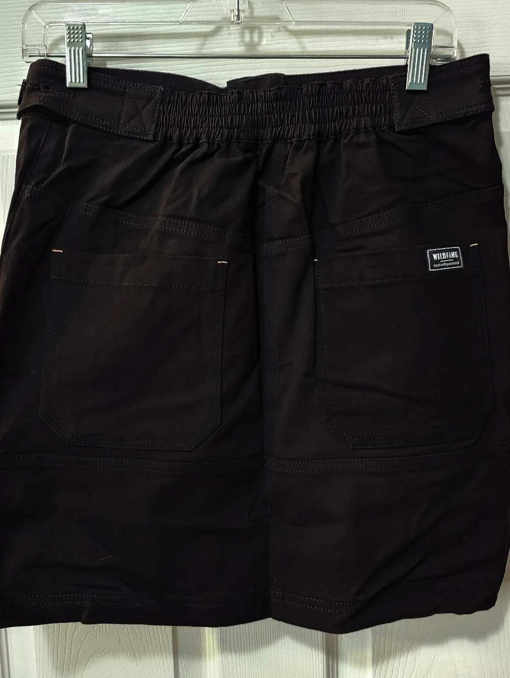 NWT Wildfang Essential Black Work Mini Skirt With Front Slit Elastic Back Sz S
